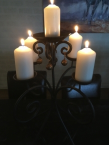 Candlestick wrought iron black, 5 arms, beautiful!!